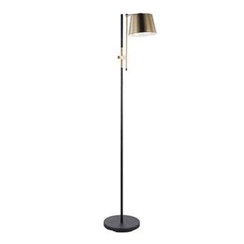 Loheer Metric Modern Floor Lamp with Antique Brass Accent