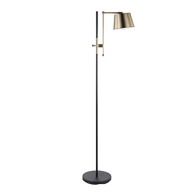 Loheer Metric Modern Floor Lamp with Antique Brass Accent