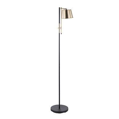 Loheer Metric Modern Floor Lamp with Antique Brass Accent