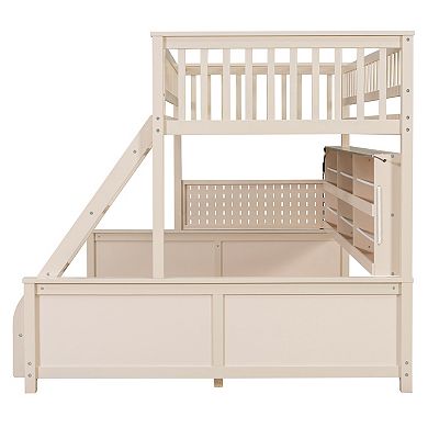 Loheer Twin XL over Queen Bunk Bed with Storage Shelving and Color Changing Lights