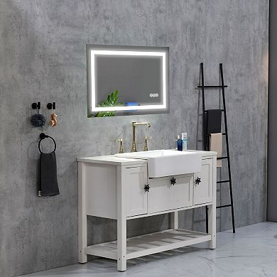 Wall-Mount LED Vanity Mirror with Adjustable Brightness and Anti-Fog Feature