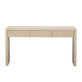 KWPZQEB Rustic Console Table with 3 Fluted Drawers, Sofa Table for Living Room, Entryway