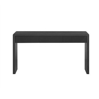 KWPZQEB Rustic Console Table with 3 Fluted Drawers, Sofa Table for Living Room, Entryway