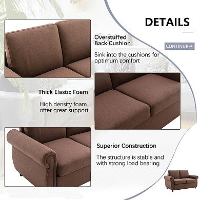 Pnronnc Pull-Out Sleeper Loveseat Sofa, Convertible Sofa Bed with Memory Foam Mattress & USB Ports