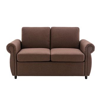 Pnronnc Pull-Out Sleeper Loveseat Sofa, Convertible Sofa Bed with Memory Foam Mattress & USB Ports