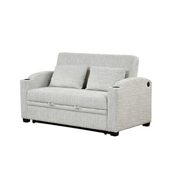 Pnronnc Convertible Loveseat Sofa, Chenille Sleeper Sofa Pull Out Sofa Bed with USB Ports