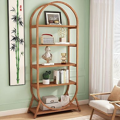 5-Shelf Arched Bookcase with Shelves for Books, Decor, and Plants