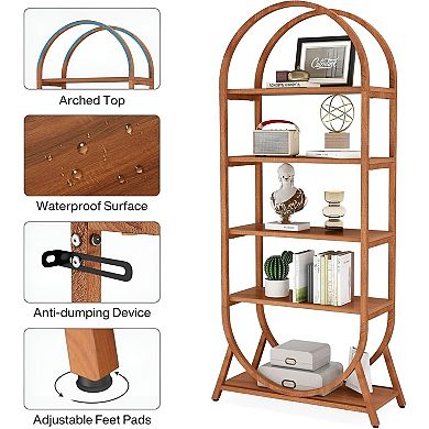 5-Shelf Arched Bookcase with Shelves for Books, Decor, and Plants