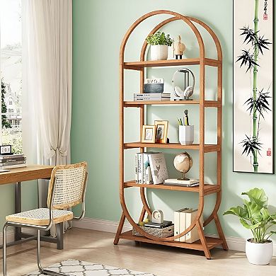 5-Shelf Arched Bookcase with Shelves for Books, Decor, and Plants