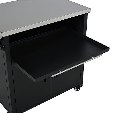 73.8 in. Outdoor Kitchen Cart Island with Foldable Top and Storage Space for Backyard