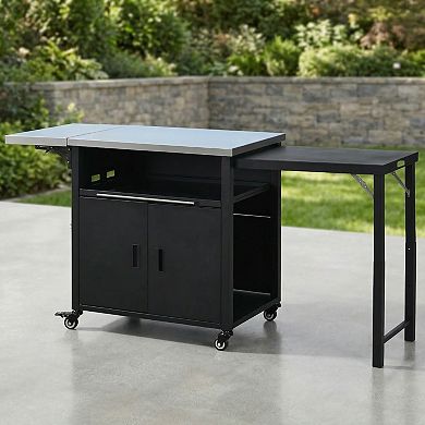 73.8 in. Outdoor Kitchen Cart Island with Foldable Top and Storage Space for Backyard
