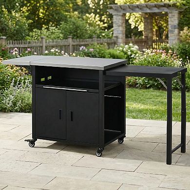 73.8 in. Outdoor Kitchen Cart Island with Foldable Top and Storage Space for Backyard