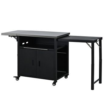 73.8 in Outdoor Kitchen Cart Island with Foldable Top and Storage Space for Backyard