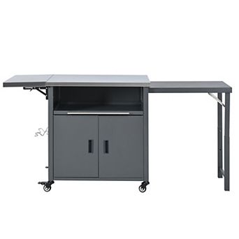 73.8 in Outdoor Kitchen Cart Island with Foldable Top and Storage Space for Backyard