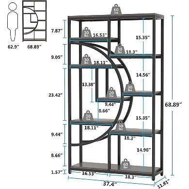 Geometric Etagere Bookcase with 9 Open Shelves for Living Room or Office