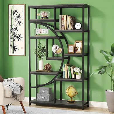 Geometric Etagere Bookcase with 9 Open Shelves for Living Room or Office