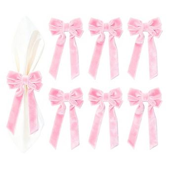 Bowknot Napkin Rings 6 pc 4x7 in Fabric Napkin Rings Wedding Party Table Decoration