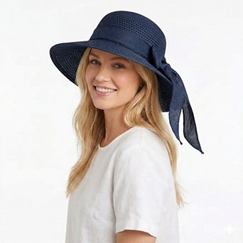 Women Straw Sun Hat Wide Brim Woven Beach Hat Bow Tie Detail Breathable Summer Hat