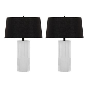 Loheer Petra Contemporary Polyresin Table Lamp Set of 2 with Linen Shade