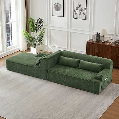 Loheer Chenille L Shape Luxury Sectional Oversized Sofa Minimalist Design No Assembly Required Couch