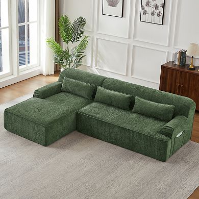 Loheer Chenille L Shape Luxury Sectional Oversized Sofa Minimalist Design No Assembly Required Couch