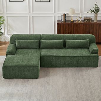 Loheer Chenille L Shape Luxury Sectional Oversized Sofa Minimalist Design No Assembly Required Couch