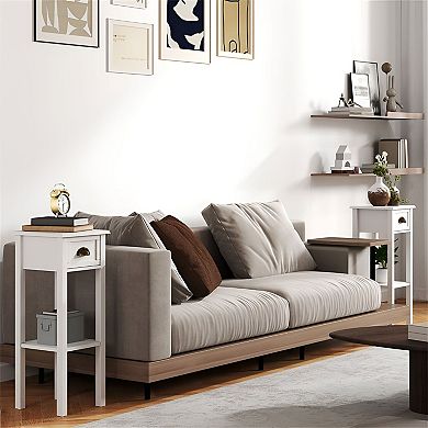 Slim Storage Console with Drawer and Shelf for Entryway or Living Room