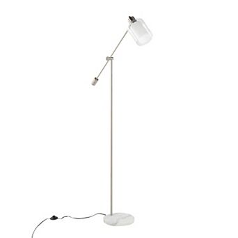 Loheer Contemporary Floor Lamp with Marble Base and Layered Glass Shade