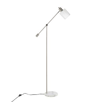 Loheer Contemporary Floor Lamp with Marble Base and Layered Glass Shade