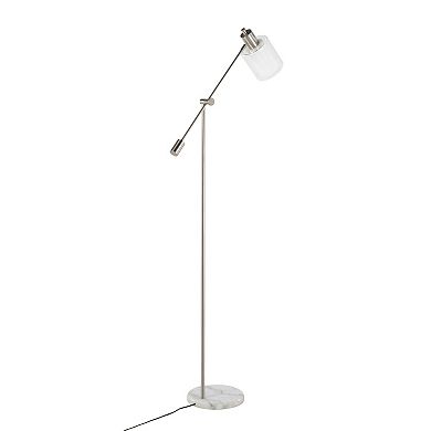 Loheer Contemporary Floor Lamp with Marble Base and Layered Glass Shade