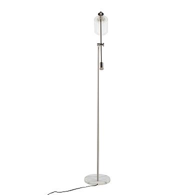 Loheer Contemporary Floor Lamp with Marble Base and Layered Glass Shade