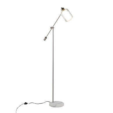 Loheer Contemporary Floor Lamp with Marble Base and Layered Glass Shade