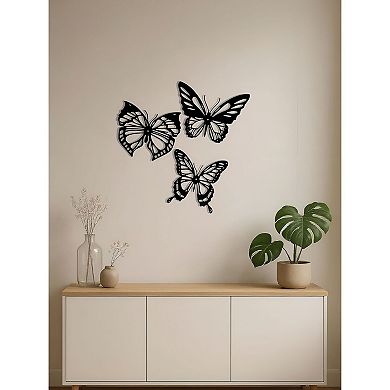 Wall Decor Set 3-Piece Dragonfly Hummingbird Butterfly for Outdoor Indoor Spaces