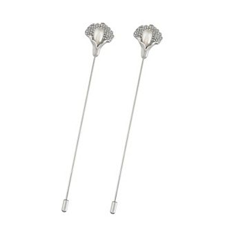 Vintage Hat Pin 5 inch Long Handle Crystal Rhinestones Floral Lapel Stick Pins Tie Scarf Brooch2 PCS