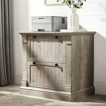 Farmhouse Lateral Filing Cabinet w/2 Drawers and Adjustable Bars, Storage Organizer File Cabinet