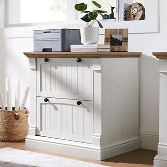 Farmhouse Lateral Filing Cabinet w/2 Drawers and Adjustable Bars, Storage Organizer File Cabinet