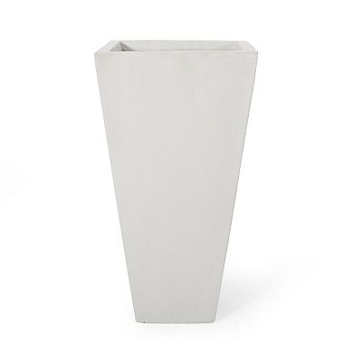 KWPZQEB 24.75" Outdoor Modern Magnesium Oxide Small Cast Stone Planter with Drainage Hole