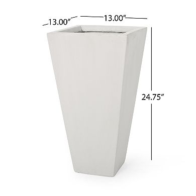 KWPZQEB 24.75" Outdoor Modern Magnesium Oxide Small Cast Stone Planter with Drainage Hole