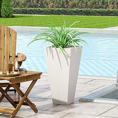 KWPZQEB 24.75" Outdoor Modern Magnesium Oxide Small Cast Stone Planter with Drainage Hole