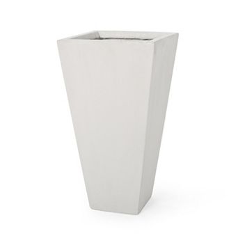 KWPZQEB 24.75" Outdoor Modern Magnesium Oxide Small Cast Stone Planter with Drainage Hole