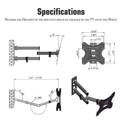 Adjustable Wall Mount TV Bracket for TVs with Tilt and Floor-Saving Design