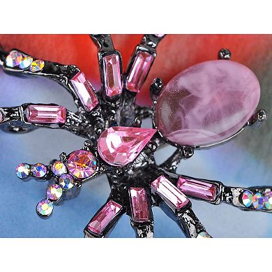 Halloween Crystal Rhinestone Black Belly Spider Brooch Pin
