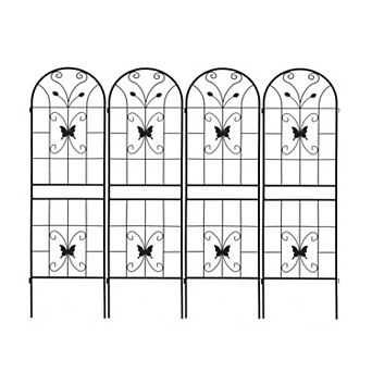 Loheer 4 Pack Metal Garden Trellis for Climbing Plants Outdoor Rustproof Black