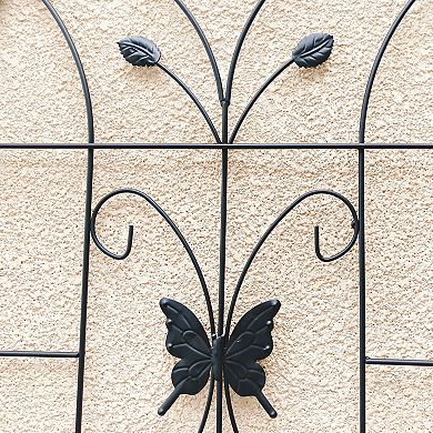 Loheer 4 Pack Metal Garden Trellis for Climbing Plants Outdoor Rustproof Black