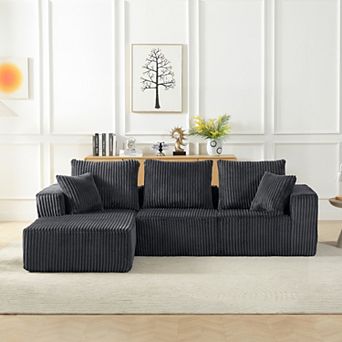 Loheer Modular Sectional Sofa Deep Seat Corduroy Cloud Couch 4 Seater No Assembly
