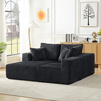 Loheer Modular Sectional Sofa Deep Seat Corduroy Cloud Couch 4 Seater No Assembly
