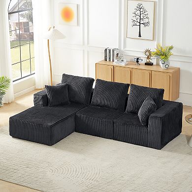 Loheer Modular Sectional Sofa Deep Seat Corduroy Cloud Couch 4 Seater No Assembly