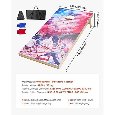 Complete Cornhole Game Set Solid Wood Boards 8 Bean Bags Carrying Bag - Multicolor
