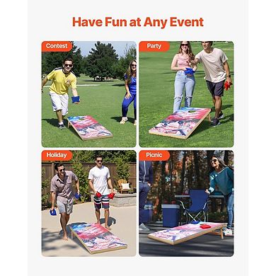 Complete Cornhole Game Set Solid Wood Boards 8 Bean Bags Carrying Bag - Multicolor
