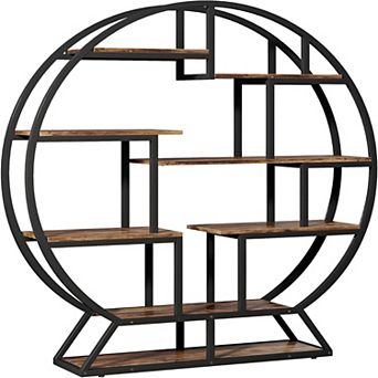 Round Open Shelf Bookshelf for Living Room, Office, Bedroom, Kitchen, or Balcony